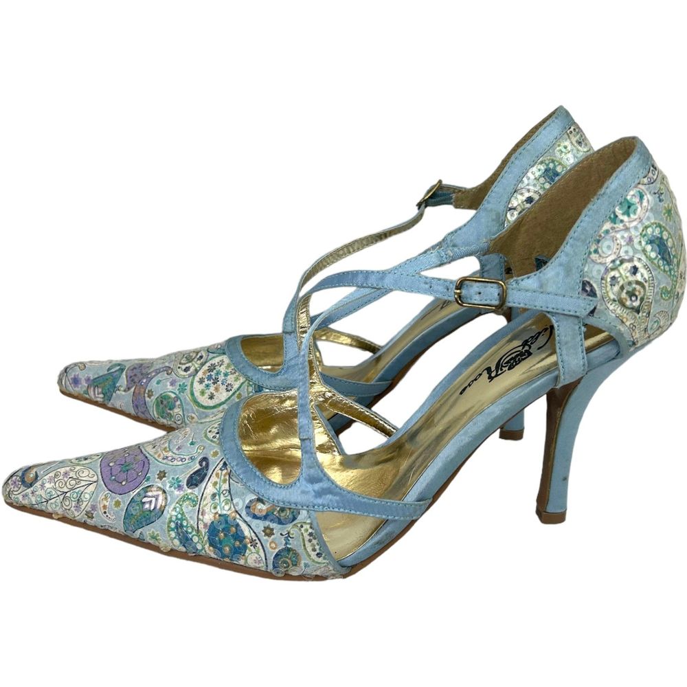 Paisley Print Kitten Heels